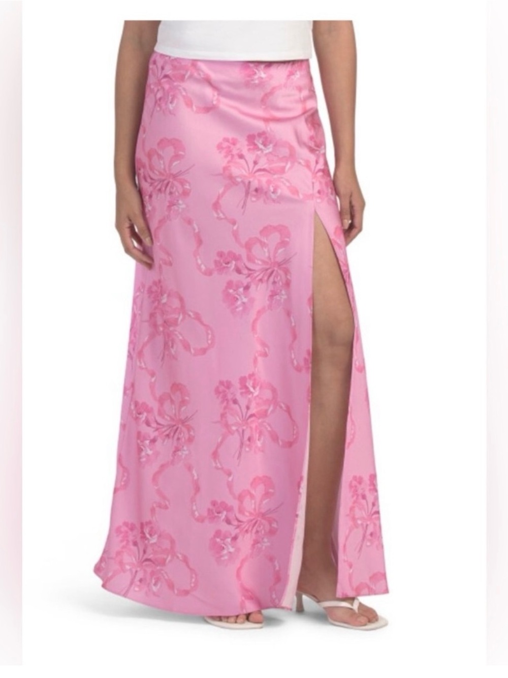 Love Shank facncy Pink Floral A-Line Maxi Skirt